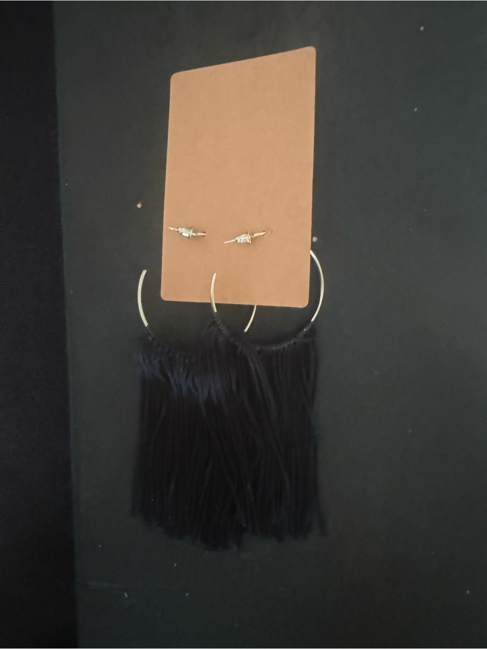 Black Fringe Hoop Earrings - Women Jewelry